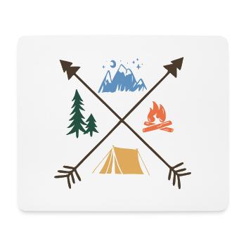 Happy camper,, feu, bois, montagne et tente desi - Tapis de souris (format paysage) - blanc - Devant