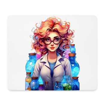 Portrait d’une jeune femme dans un style bande dessinée - Tapis de souris (format paysage) - blanc - Devant