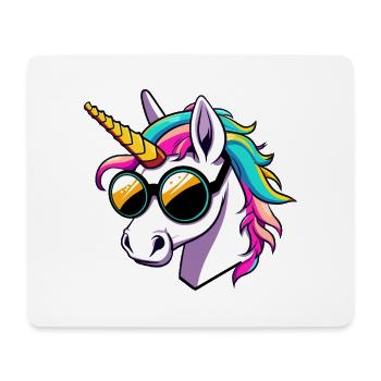 Einhorn mit Sonnenbrille - Mousepad (Querformat) - Weiß - Vorne