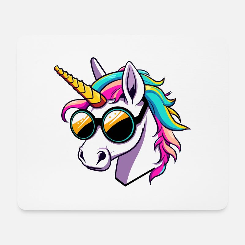Einhorn mit Sonnenbrille - Mousepad (Querformat) - Weiß