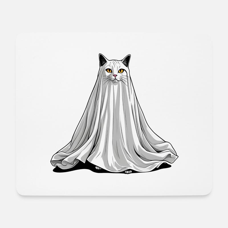 Gruselige Geisterkatze - Mousepad (Querformat) - Weiß