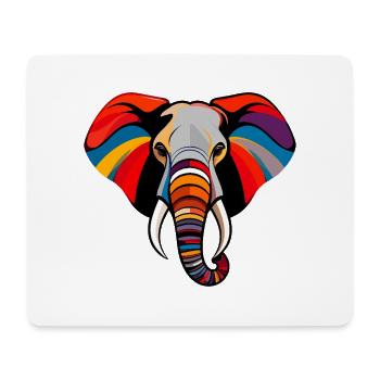 Bunter Elefantenkopf Kunst Pop Art Elefant Motiv - Mousepad (Querformat) - Weiß - Vorne