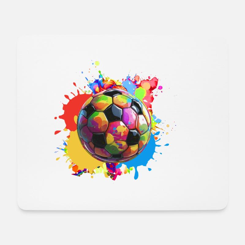 Fußball, Graffiti, bunt, Malerei, splash - Mousepad (Querformat) - Weiß
