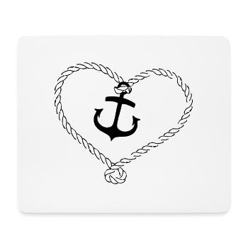 ancre avec le coeur sur la corde - Tapis de souris (format paysage) - blanc - Devant