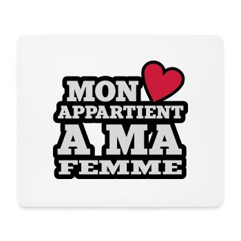 mon coeur appartient à ma femme - Tapis de souris (format paysage) - blanc - Devant