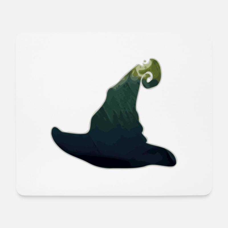 Hexenhut Zauberhut Zauberer Hexe grün Halloween - Mousepad (Querformat) - Weiß
