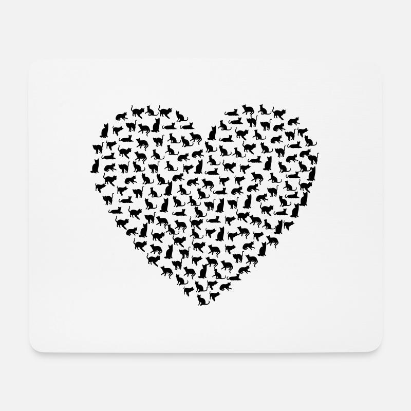 Katzen Herz - Mousepad (Querformat) - Weiß