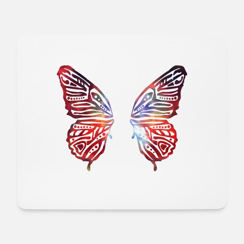 bunte Schmetterlingsflügel - Mousepad (Querformat) - Weiß