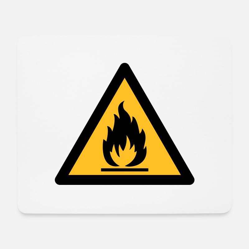Hazard Symbol - Flammable (2-color) - Mouse Pad (horizontal) - white