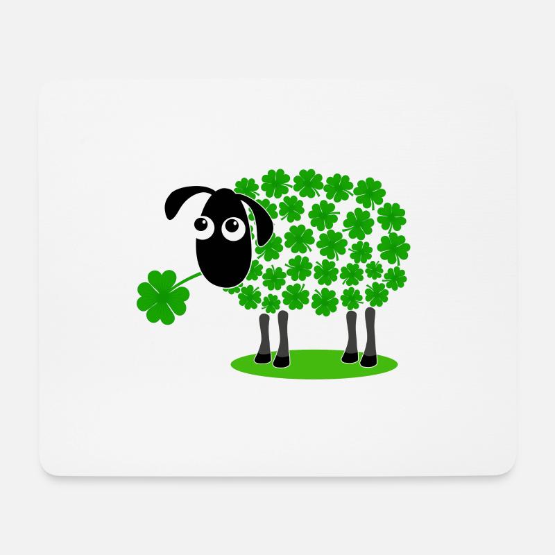 Mouton avec trèfle - cadeau de laine de trèfle - Tapis de souris (format paysage) - blanc
