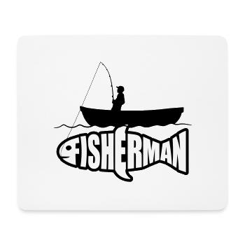boat silhouette angler fisherman logo fischermann sea - Mouse Pad (horizontal) - white - Front