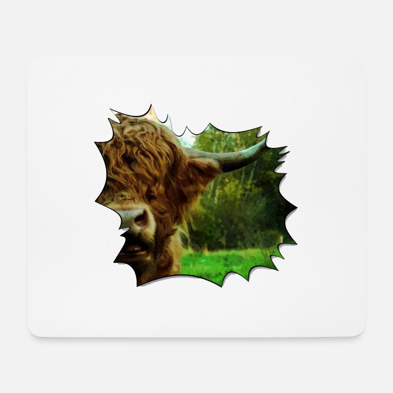 Hochlandrind - Mousepad (Querformat) - Weiß