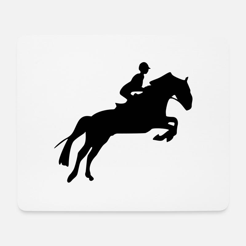 pferd reiten reiterin silhouette - Mousepad (Querformat) - Weiß