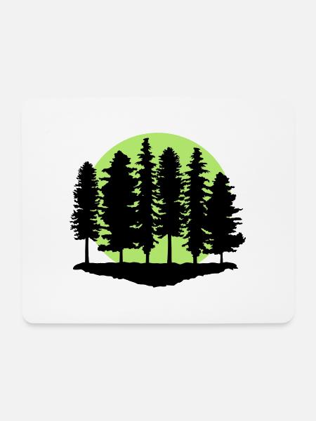 Wald und Mond, Bäume - Mousepad (Querformat) - Weiß