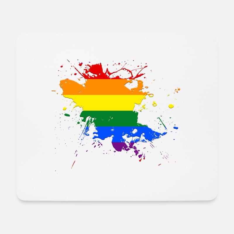 Regenbogenfahne als Farbklecks - Mousepad (Querformat) - Weiß
