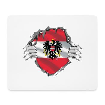 Austria flag coat of arms gift superhero - Mouse Pad (horizontal) - white - Front