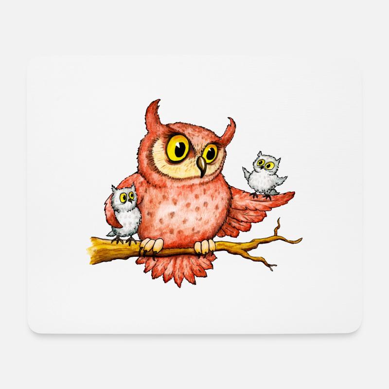 Eulen - Mousepad (Querformat) - Weiß