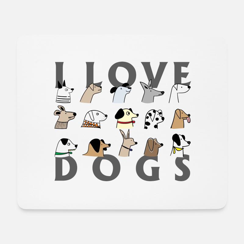 I love dogs - Mousepad (Querformat) - Weiß