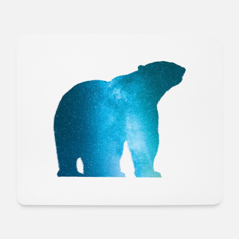 Polarnacht Polarbär Eisbär Milchstraße Sterne - Mousepad (Querformat) - Weiß