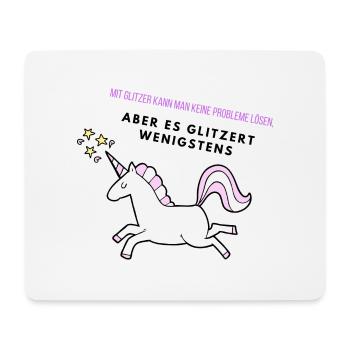 Glitzer Einhorn - Mousepad (Querformat) - Weiß - Vorne