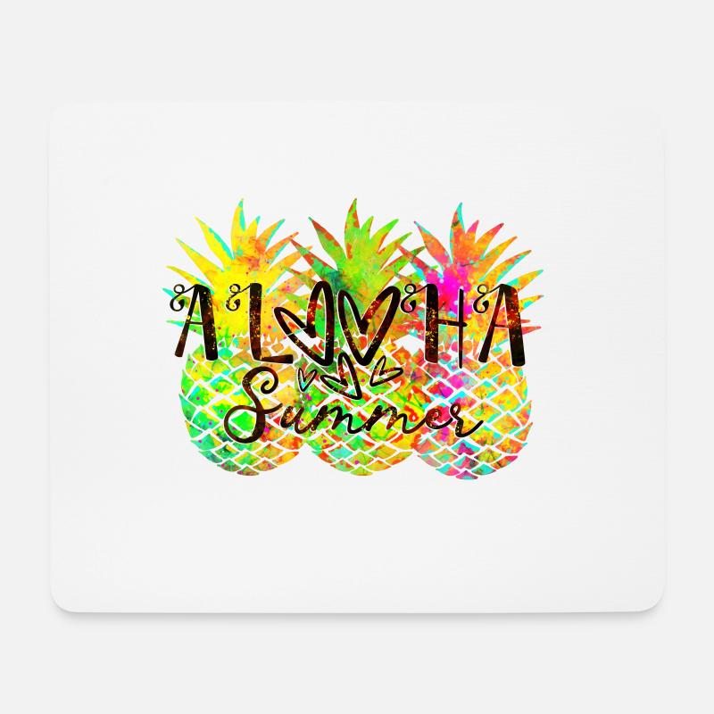 Aloha Hallo Sommer Tropical Ananas Poster - Mousepad (Querformat) - Weiß