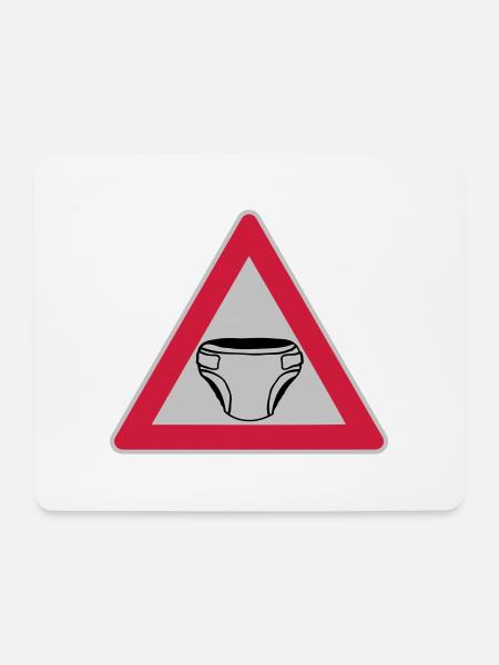 Vorsicht Schild Windel - Mousepad (Querformat) - Weiß