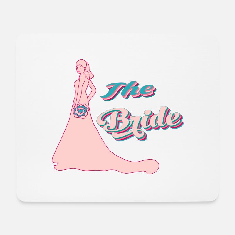 Die Braut retro rosa Typografie und Silh - Mousepad (Querformat) - Weiß