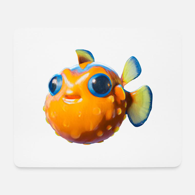 Süßer Kugelfisch - Mousepad (Querformat) - Weiß