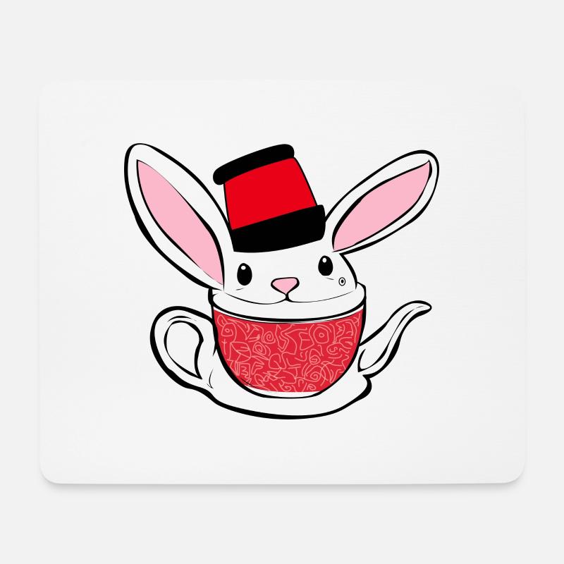 Kaninchen-Becher - Mousepad (Querformat) - Weiß