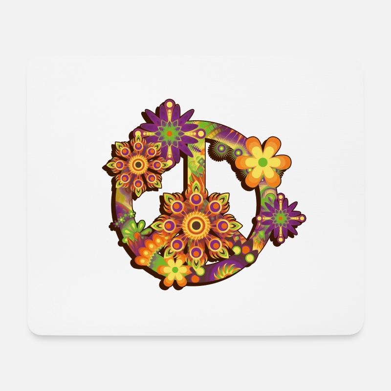 Flower Power Peace - Mouse Pad (horizontal) - white