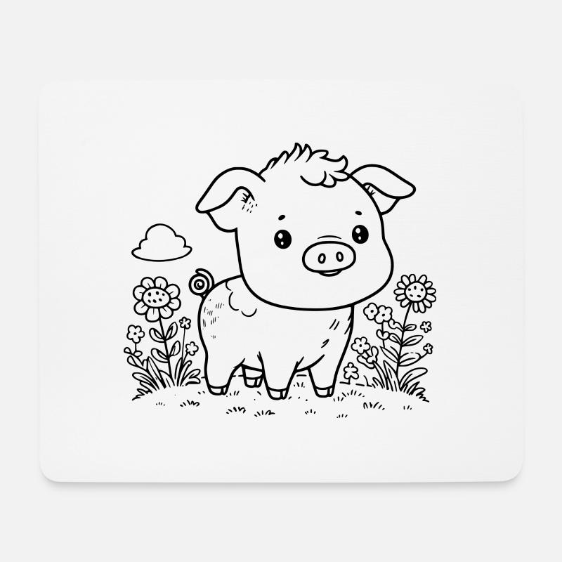 Niedliches Schweinchen - Mousepad (Querformat) - Weiß