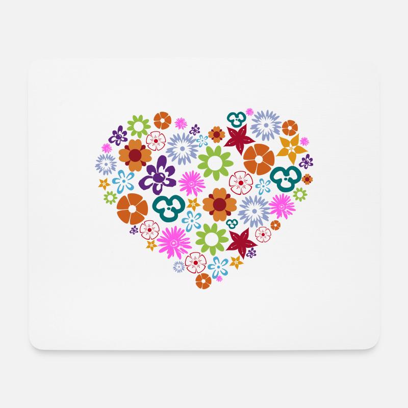 Coração de flores - Mouse Pad (horizontal) - white