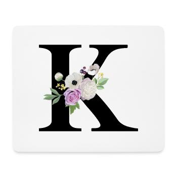 Purple Floral K Letter - Mouse Pad (horizontal) - white - Front