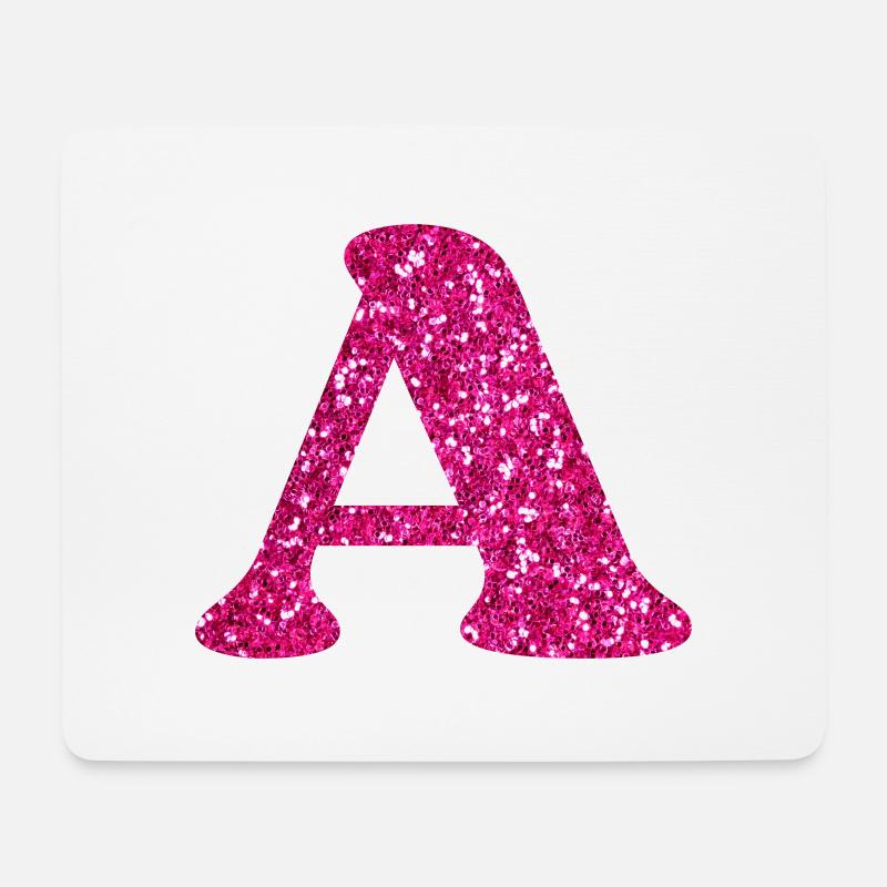 Buchstabe A Rosa Glitzer - Mousepad (Querformat) - Weiß
