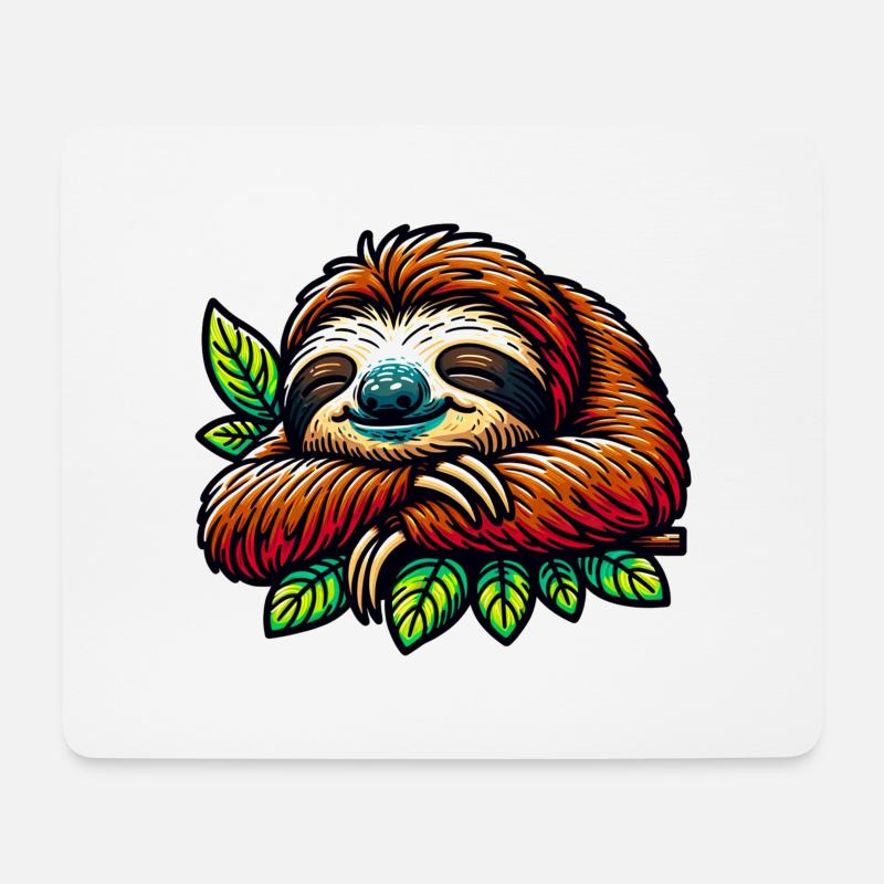 Faultier - Mousepad (Querformat) - Weiß