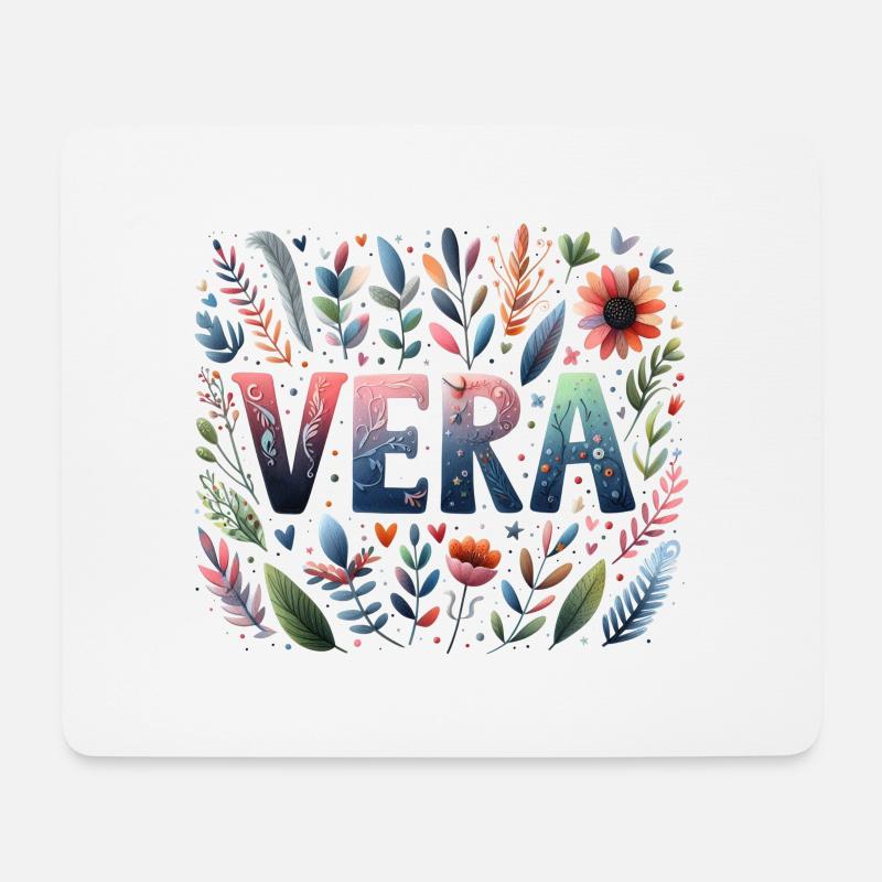 Vera Name Vorname Watercolor - Mousepad (Querformat) - Weiß