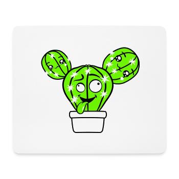 Kaktus Kakteen Gesicht Stachelig Lustig Grimasse - Mousepad (Querformat) - Weiß - Vorne