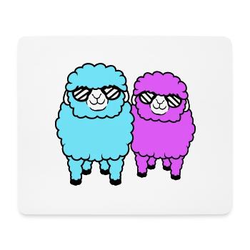 2 Schafe Sonnenbrille Party Schäfchen Team Freunde - Mousepad (Querformat) - Weiß - Vorne