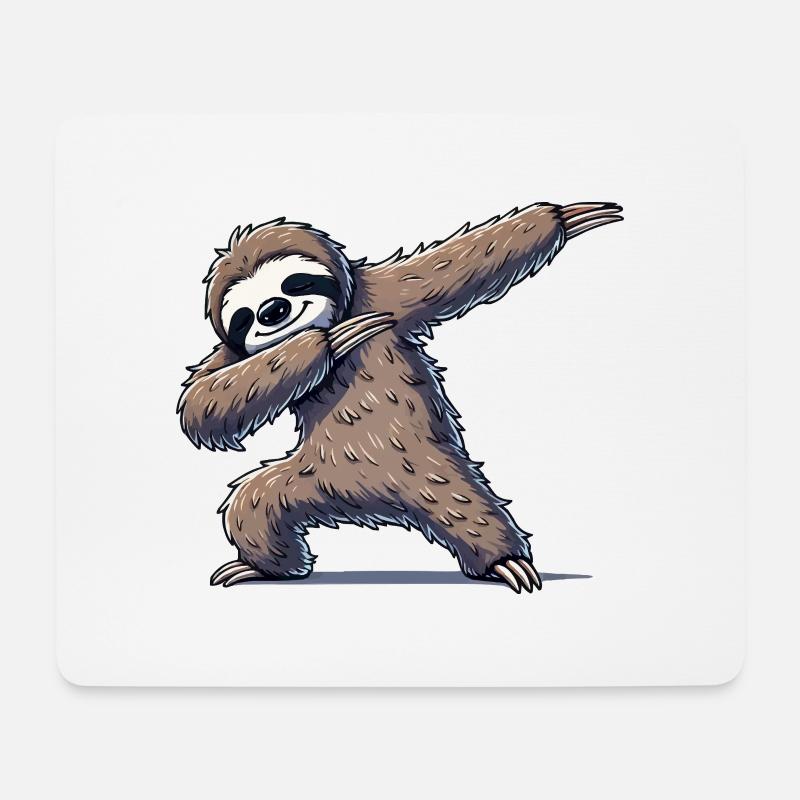 Faultier Dabbing - Mousepad (Querformat) - Weiß