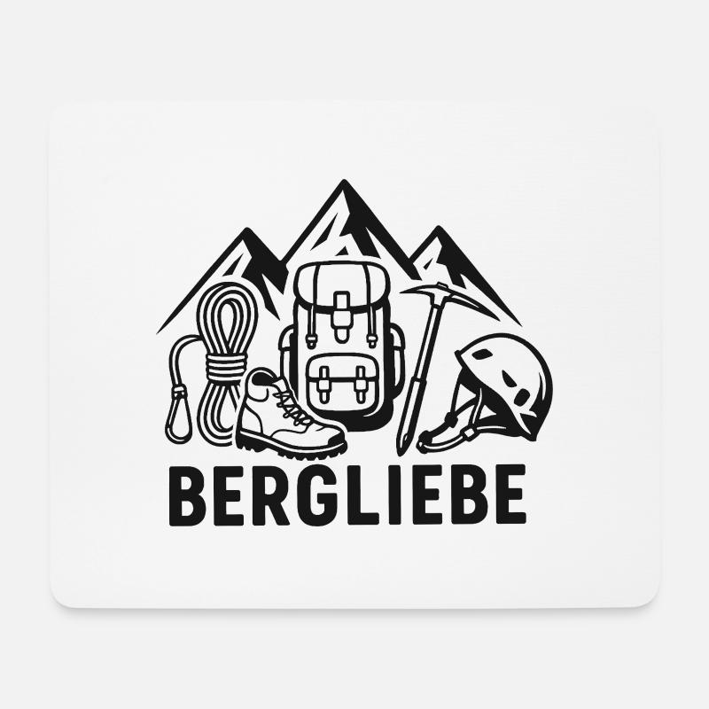 Berg Liebe – Outdoor Abenteuer Design - Mousepad (Querformat) - Weiß