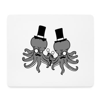 2 Kraken Mr. Sir Hat Monocle Lunettes Rich Friends - Tapis de souris (format paysage) - blanc - Devant