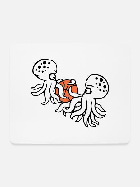 2 Oktopus Basketball spielen Ball Team Sport Hobby - Mousepad (Querformat) - Weiß