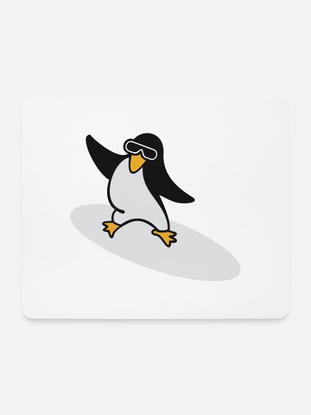 Surfer Pinguin / penguin (3c) - Mousepad (Querformat) - Weiß