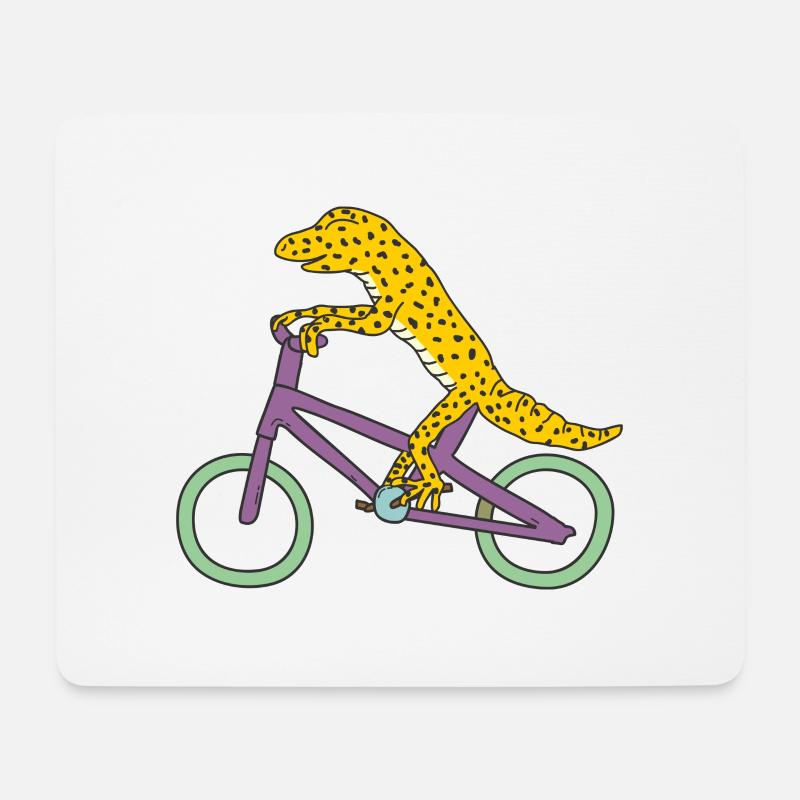 Eidechsen Leopardgecko fährt Fahrrad - Mousepad (Querformat) - Weiß