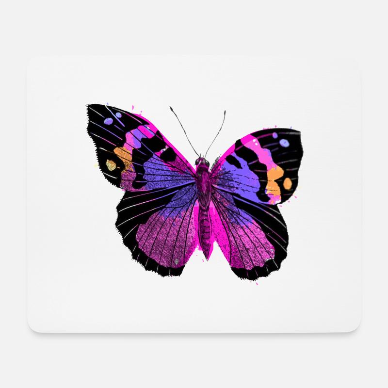 Schmetterling, bunt, pink, illustration - Mousepad (Querformat) - Weiß