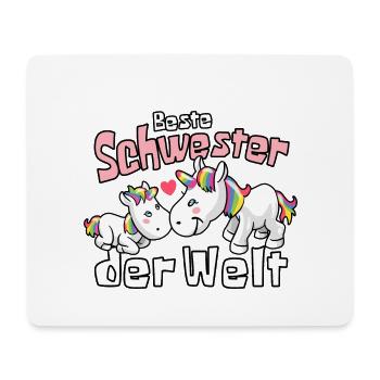 Beste Schwester der Welt - Einhorn Geschwister - Mousepad (Querformat) - Weiß - Vorne