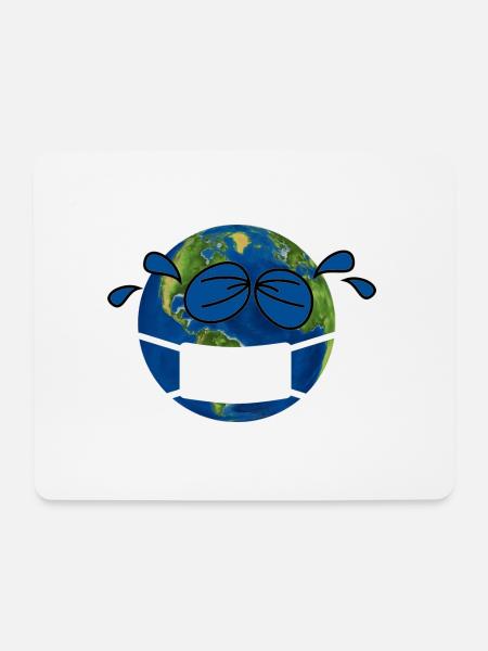 corona erde mundschutz - Mousepad (Querformat) - Weiß