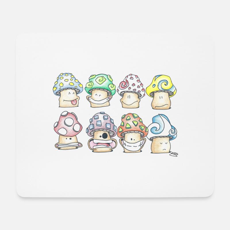 Champignons Pastel Espiègles - Tapis de souris (format paysage) - blanc
