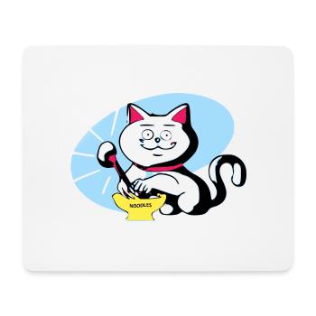 Chat et ramen - Tapis de souris (format paysage) - blanc - Devant