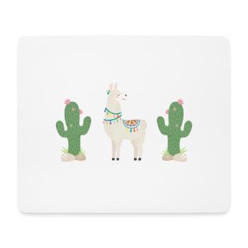 my lama & cactus, beige - Mousepad (Querformat) - Weiß - Vorne